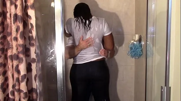XXX Big Black Booty Grinding White Dick in Shower till they cum energy Movies