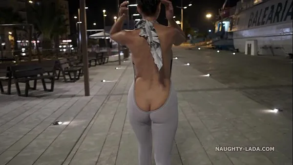 XXX Naughty Lada wears backless coveralls and exposes her butt in public توانائی کی فلمیں