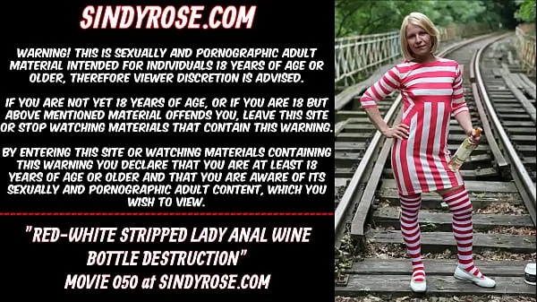 XXX Red-white stripped lady anal wine bottle destruction energia Filmes