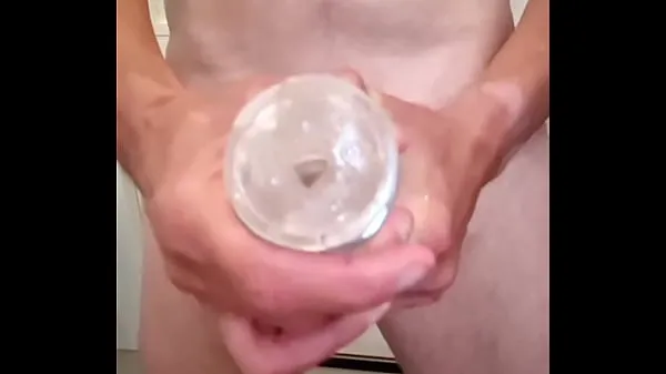 XXX Moaning orgasm and filling my Fleshlight with a load of cum after handjob in bathroom energy Movies