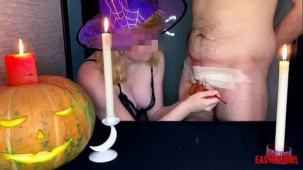 XXX Slutty witch leads a drawing lesson and turns slave balls into a pumpkin AnnyCandy Painboy energy Movies