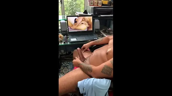 XXX Watching porn while edging my cock with big cumshot Filem tenaga