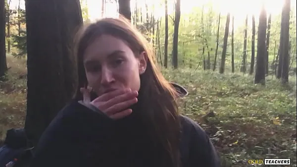 XXX Russian girl gives a blowjob in a German forest (family homemade porn energy Movies