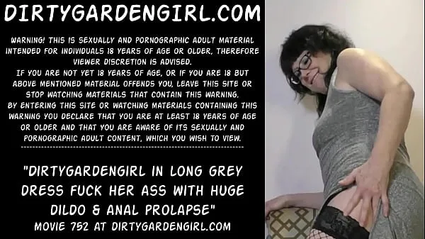 XXX Dirtygardengirl in long grey dress fuck her ass with huge dildo & anal prolapse energy Movies